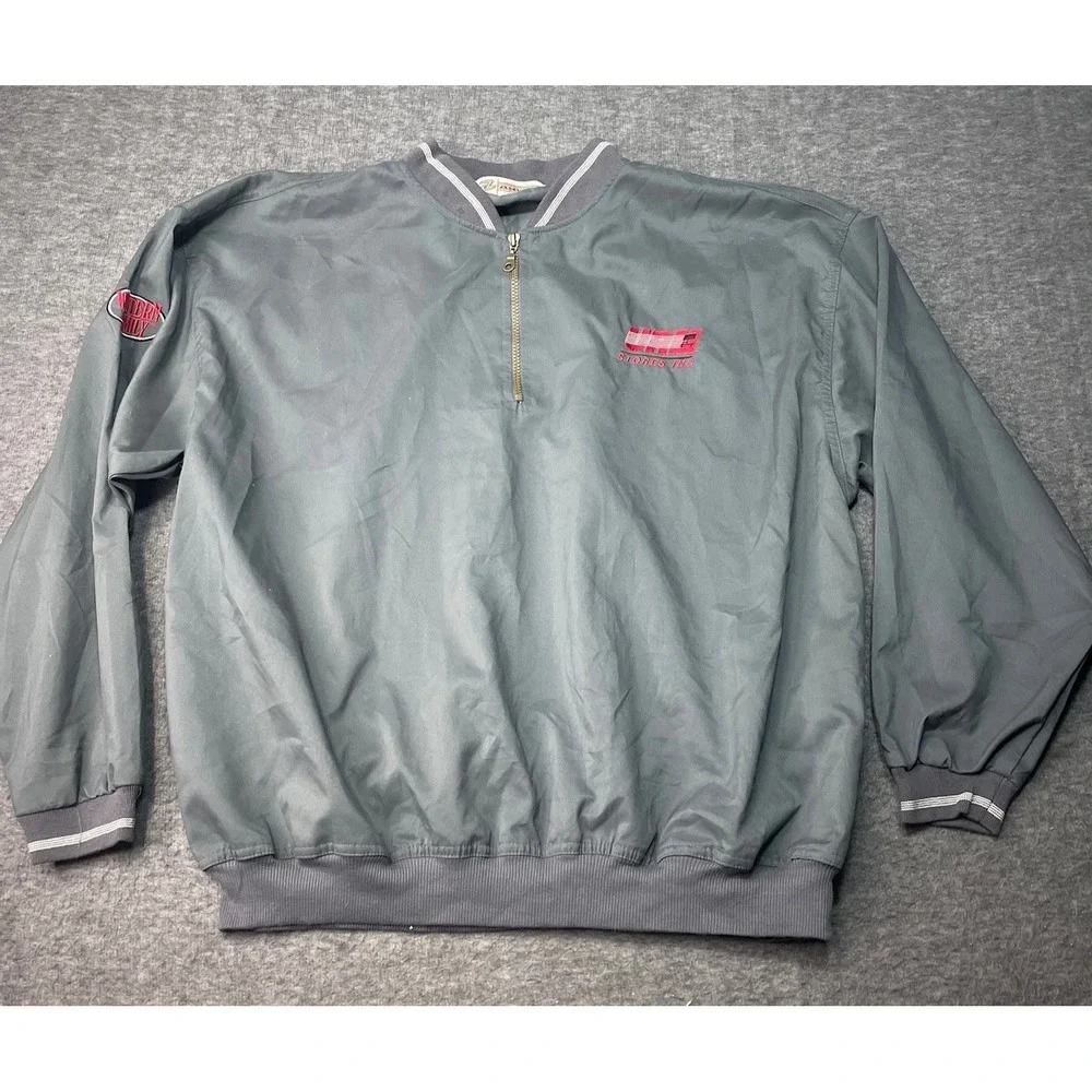Vintage Akwa Windbreaker Mens XL Gray Lightweight Workwear Made in USA Y2K